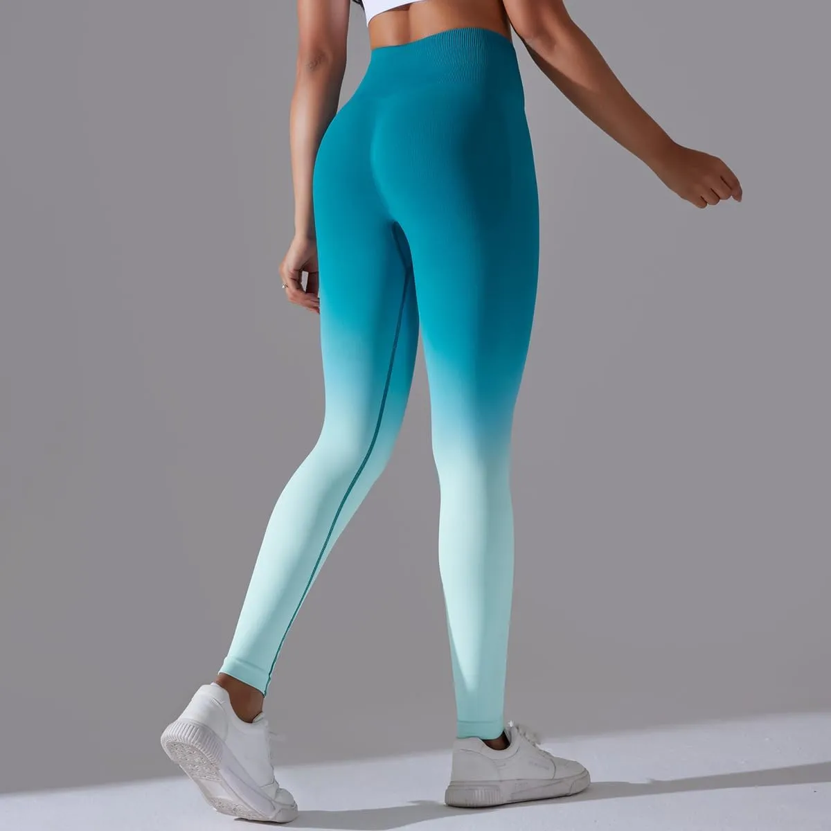 High Waist Gradient Ombre Leggings Athletic Workout Yoga Pants