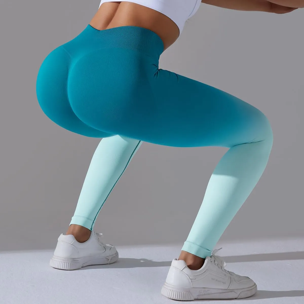 High Waist Gradient Ombre Leggings Athletic Workout Yoga Pants