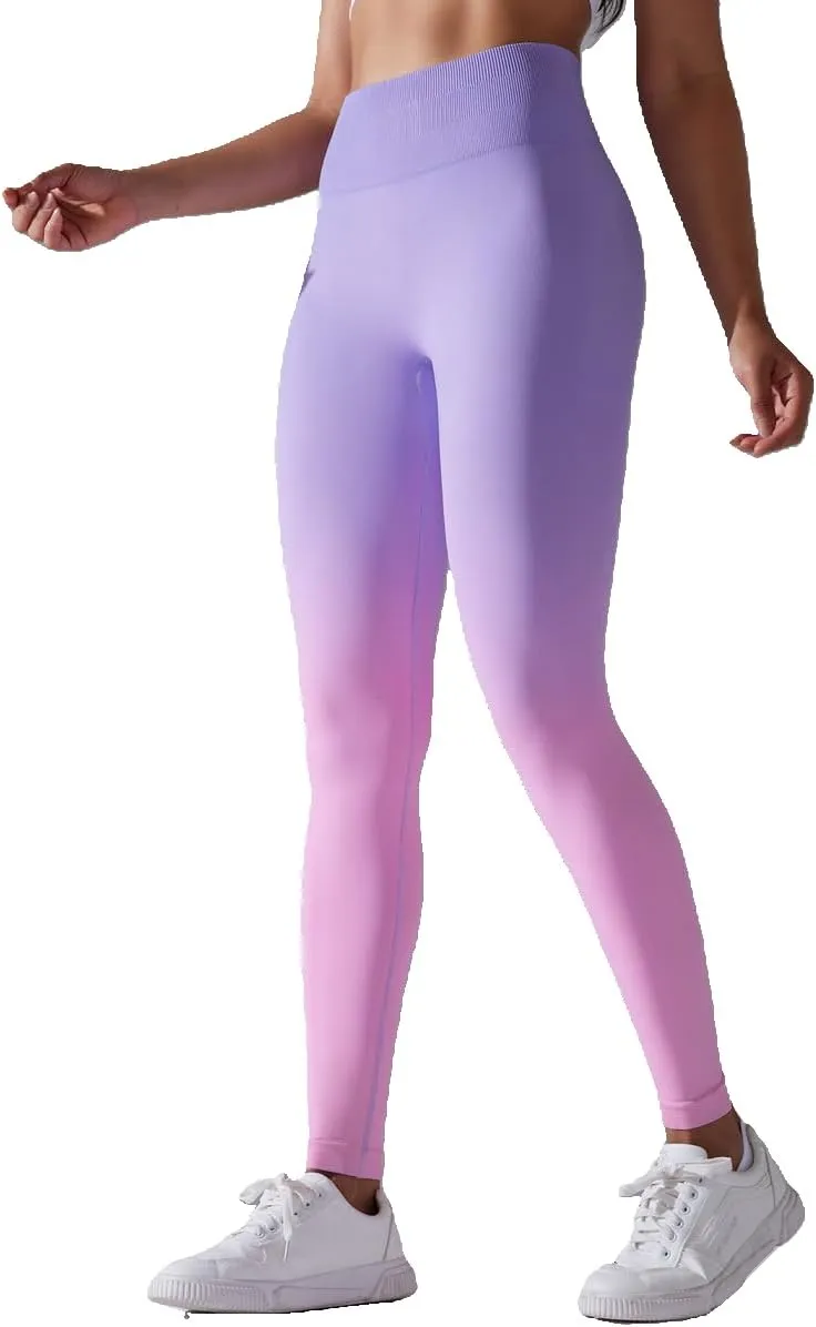 High Waist Gradient Ombre Leggings Athletic Workout Yoga Pants