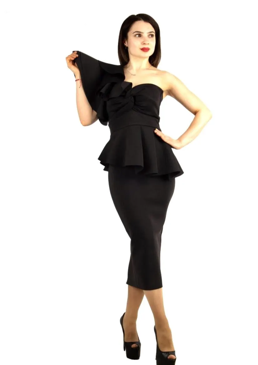 Jasmin Black One Shoulder Dress