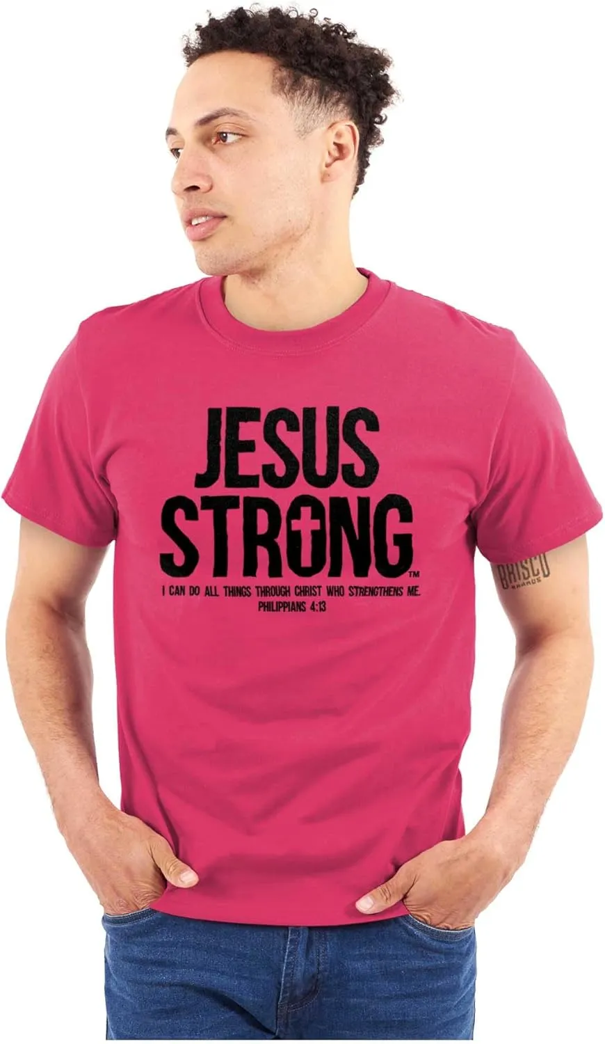Jesus Strong Philippians 4:13 Bible Graphic T Shirt Men or Women