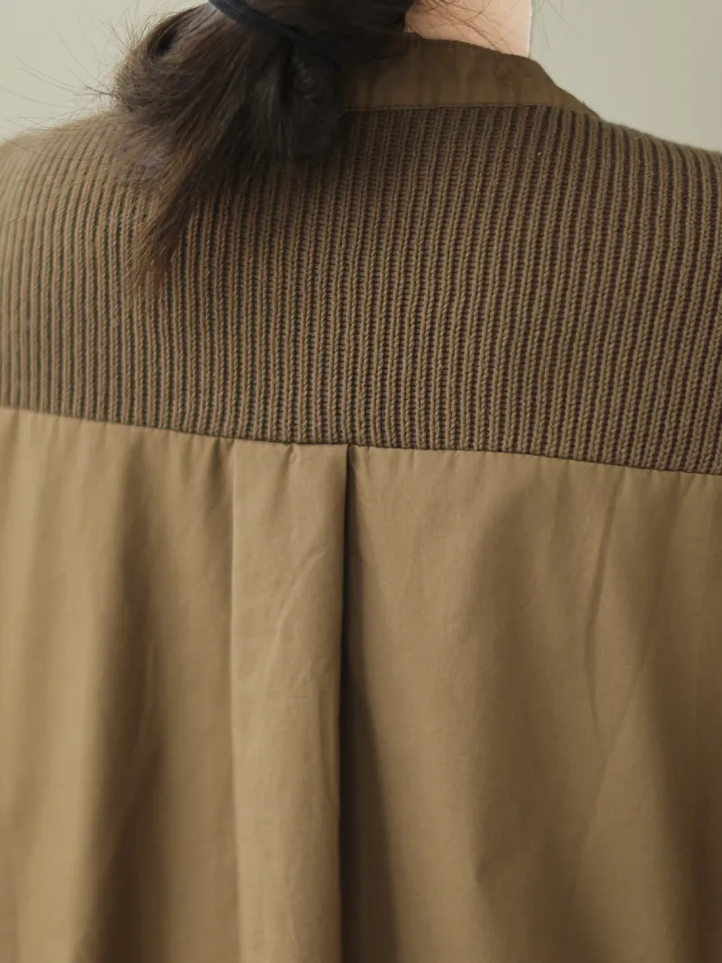 Knitted Loose Literary Retro Cotton Color Matching Shirt