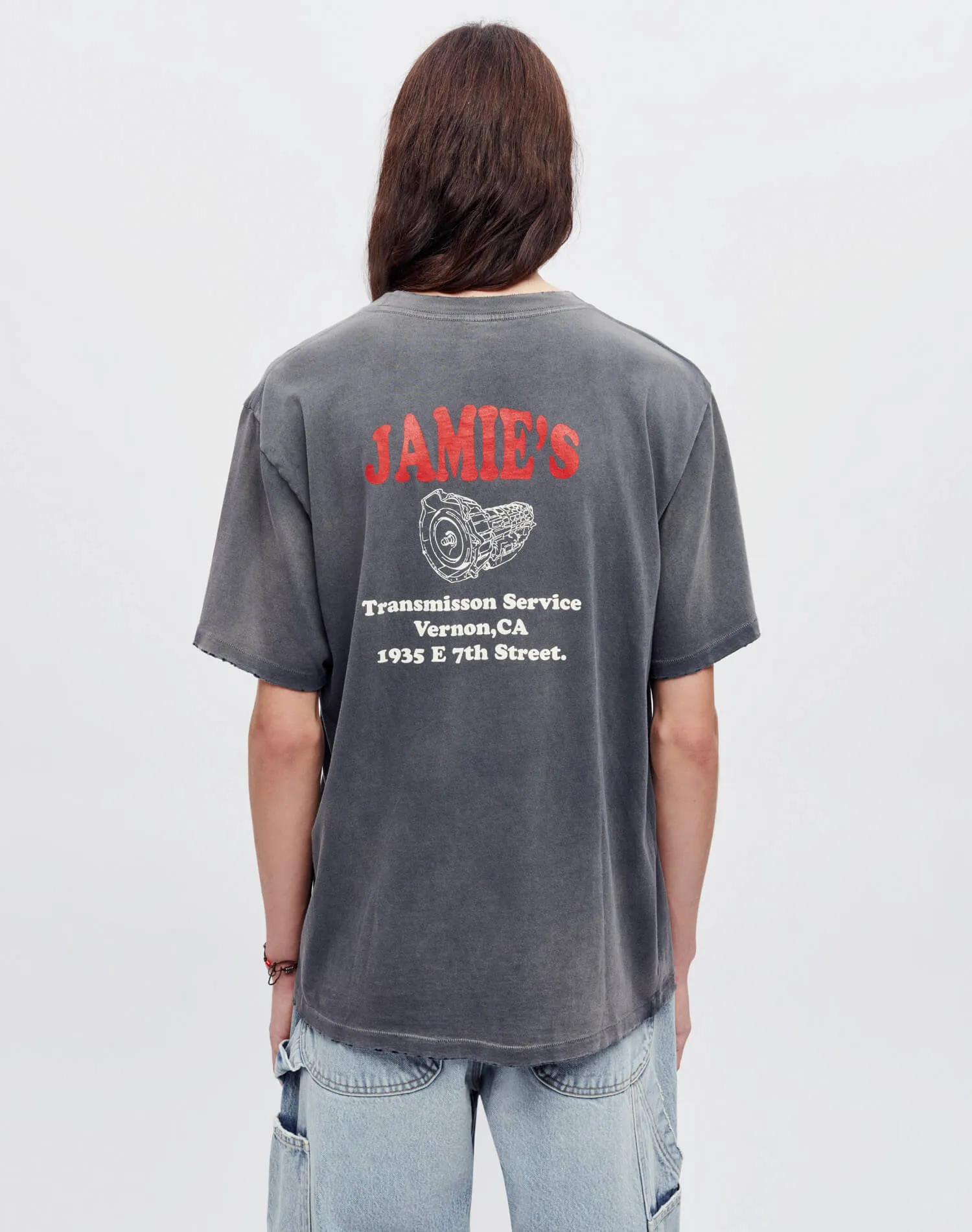 Loose "Transmission Service" Tee - Sun Faded Black