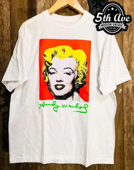 Marilyn Monroe Andy Warhol Signature Art Cotton T-Shirt