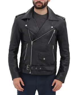 Men's Black Motorcycle Real Leather Jacket