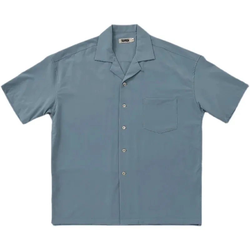 Men's Cuban Collar Shirt - Loose Fit Short Sleeves - Cool Feeling Vintage Tees