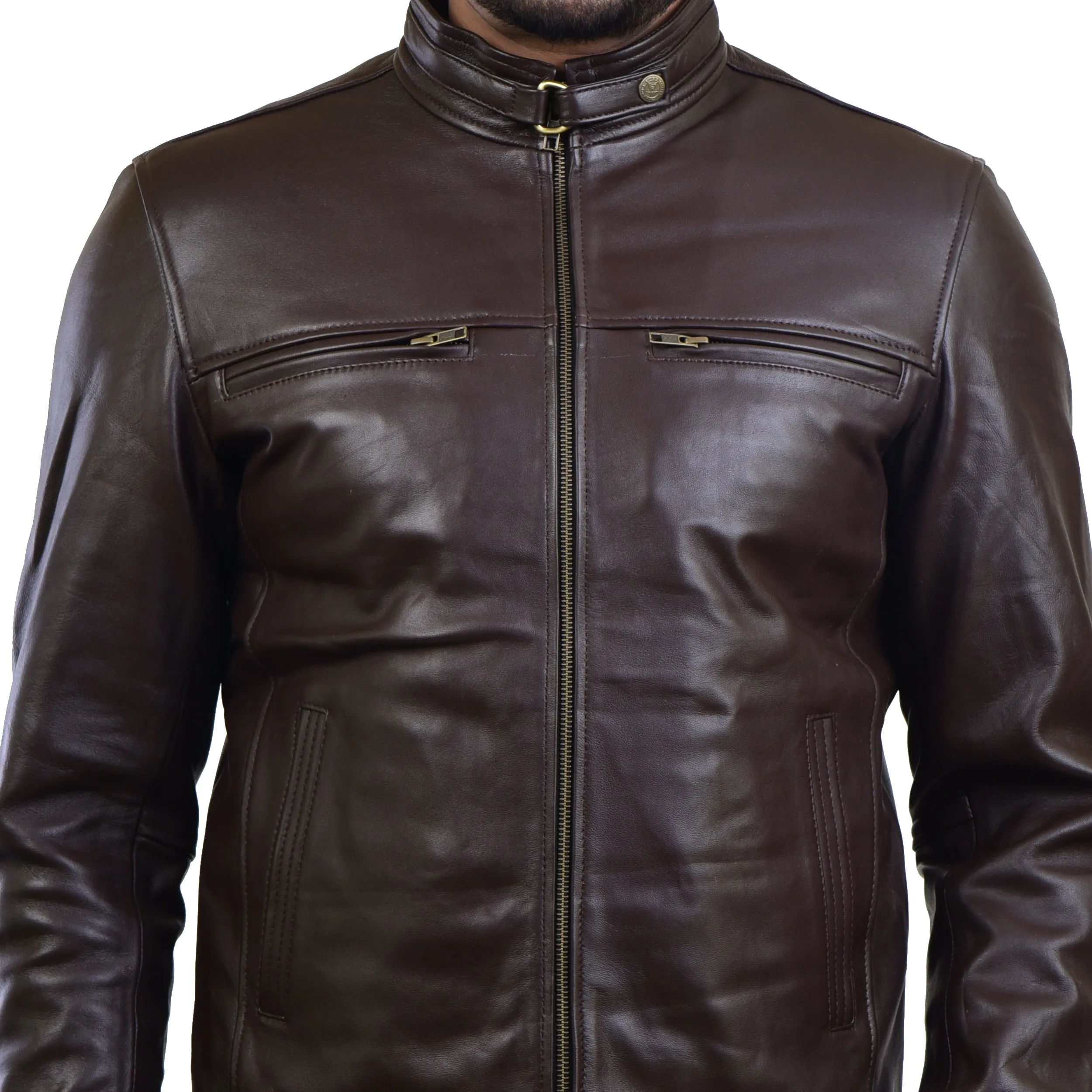 MENS LEATHER JACKET 410142(BLACK)