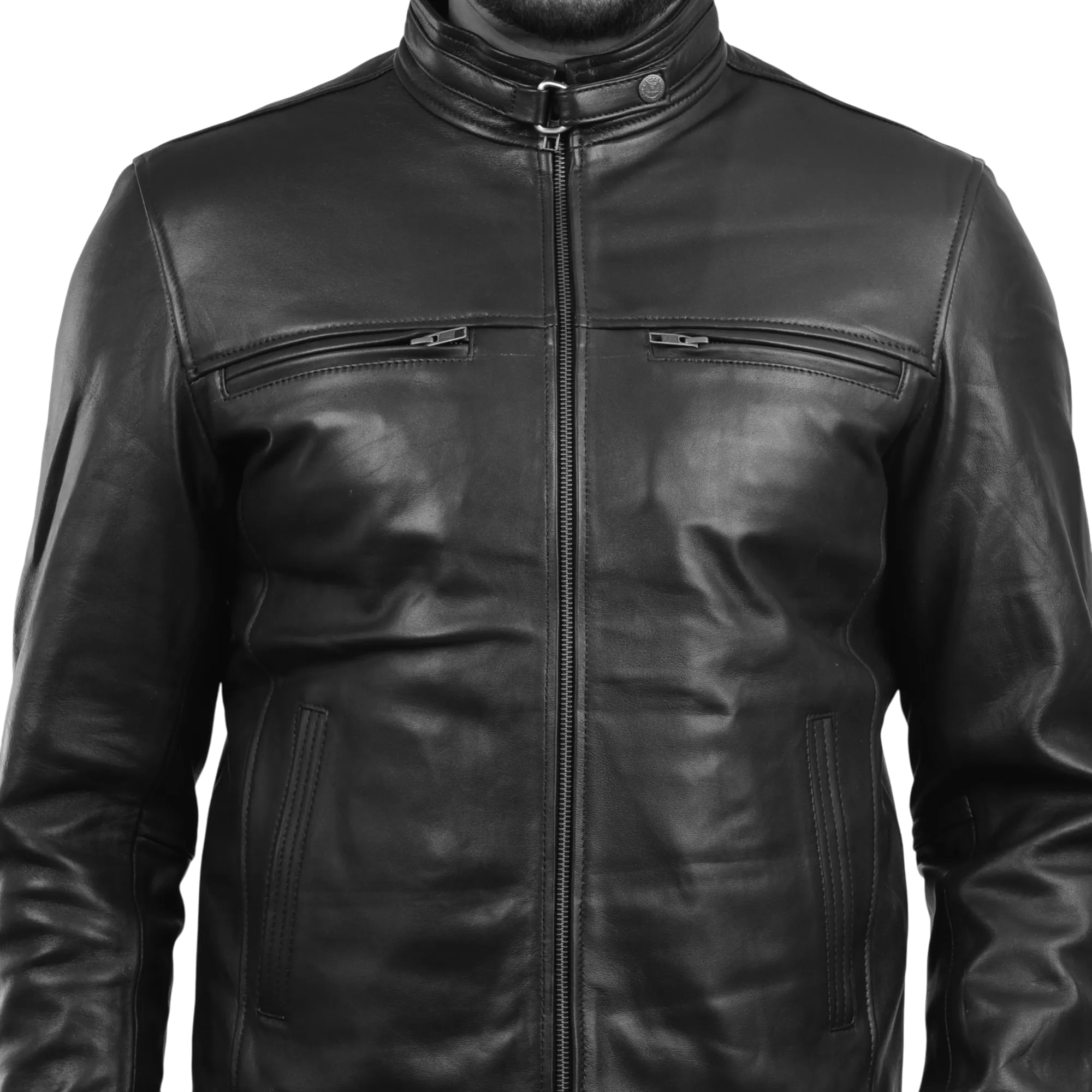 MENS LEATHER JACKET 410142(BLACK)