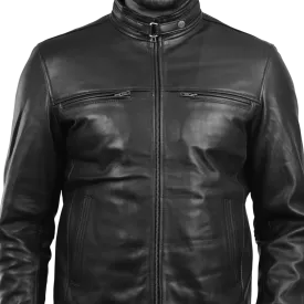 MENS LEATHER JACKET 410142(BLACK)