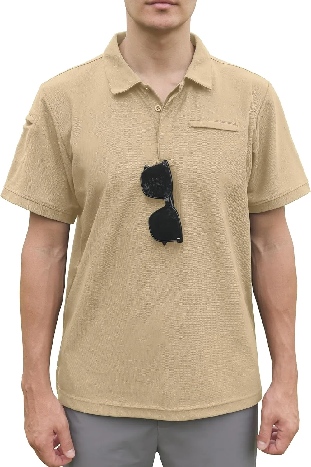 Men's Polo Shirt Short Sleeve Tactical Shirt, Golf Shirts, Absorbent and Quick Drying Polo Sports Neck Shirt Tennis