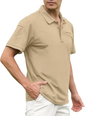 Men's Polo Shirt Short Sleeve Tactical Shirt, Golf Shirts, Absorbent and Quick Drying Polo Sports Neck Shirt Tennis