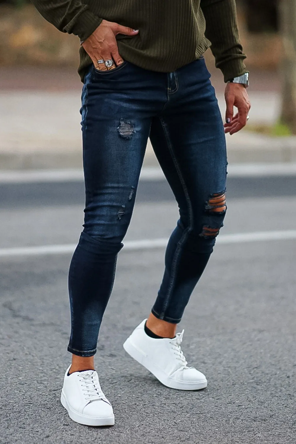 Men's Vintage Skinny Jean - Dark Blue