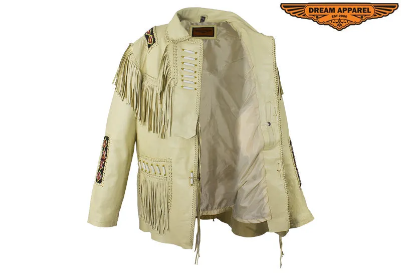 Mens Western Style Jacket w/ Beads & Fringes