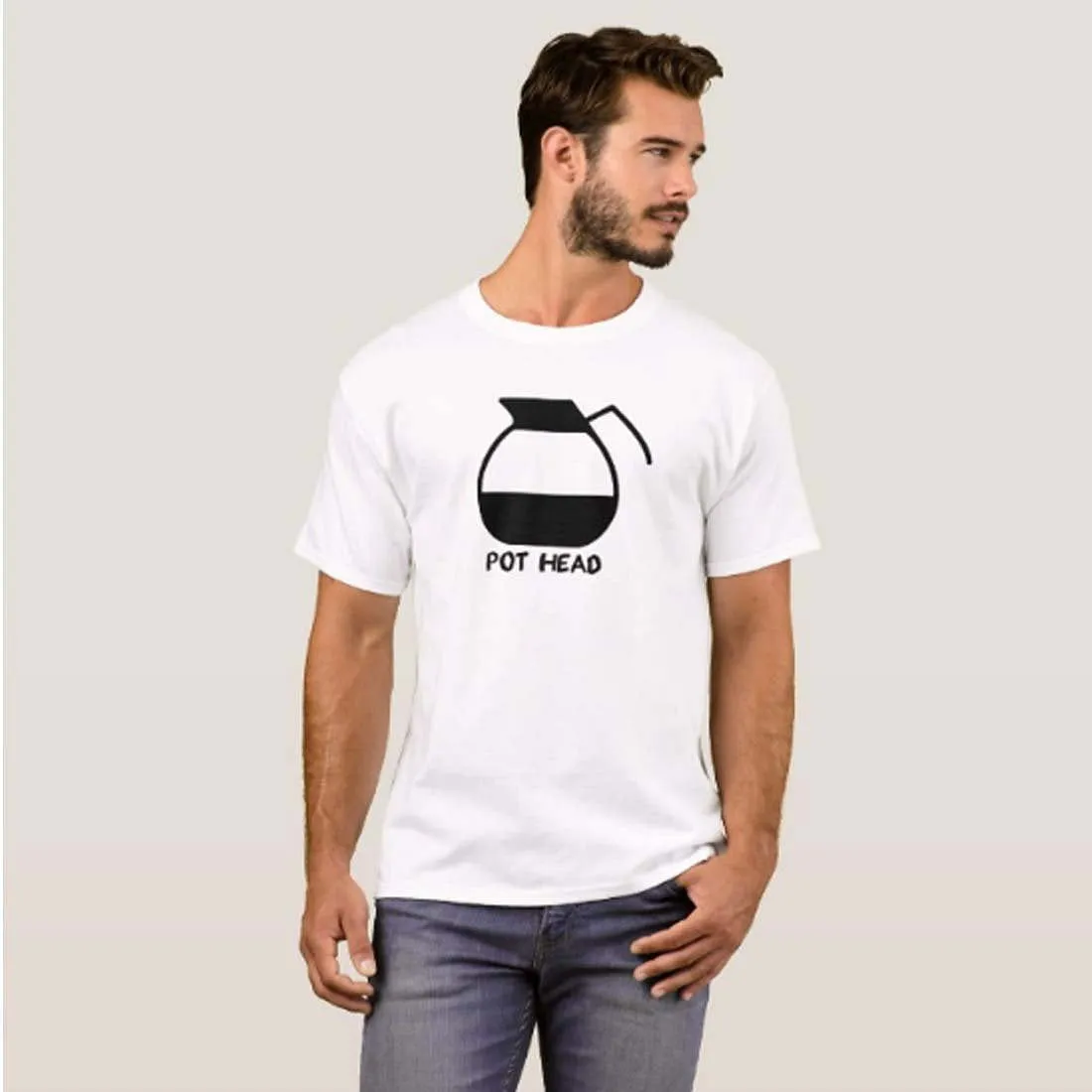 Nutcase Designer Round Neck Men's T-Shirt Wrinkle-Free Poly Cotton Tees - Pot Head