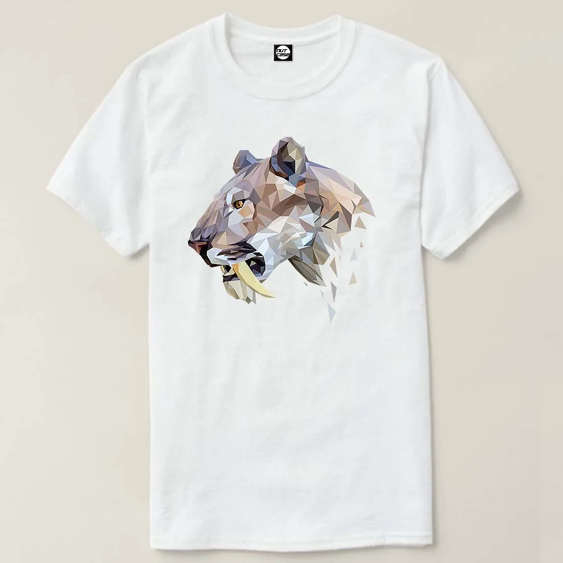 Nutcase Designer Round Neck Men's T-Shirt Wrinkle-Free Poly Cotton Tees - Sabertooth Tiger