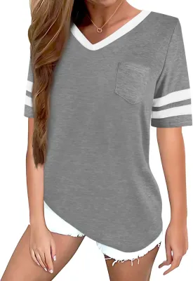 OMSJ Womens Summer Tops Casual Short/Long Sleeve T-Shirts