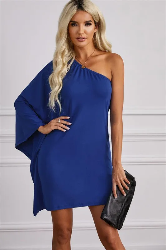 One Shoulder Dress - Royal