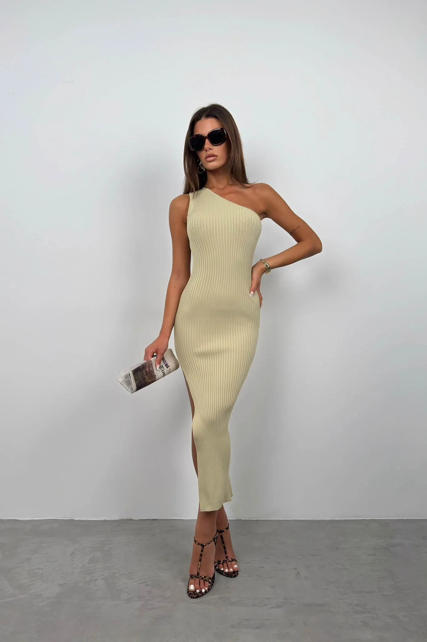 One Shoulder Slit Dress