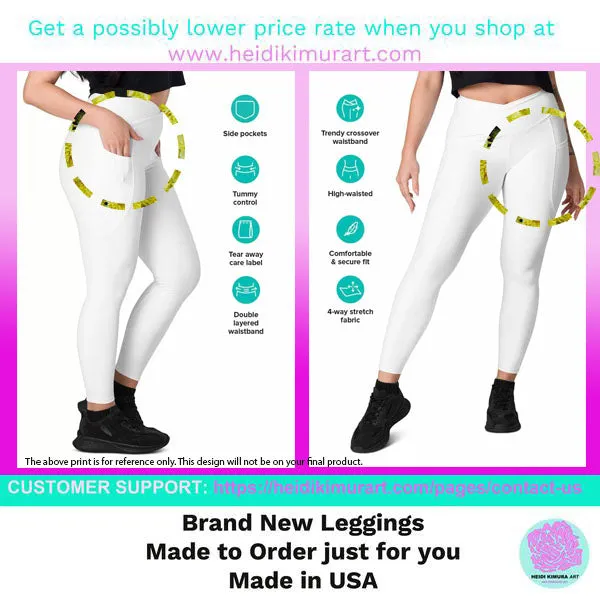 Purple Abstract Women's Tights, Best Women's Crossover Leggings With Pockets For Ladies - Made in USA/EU/MX