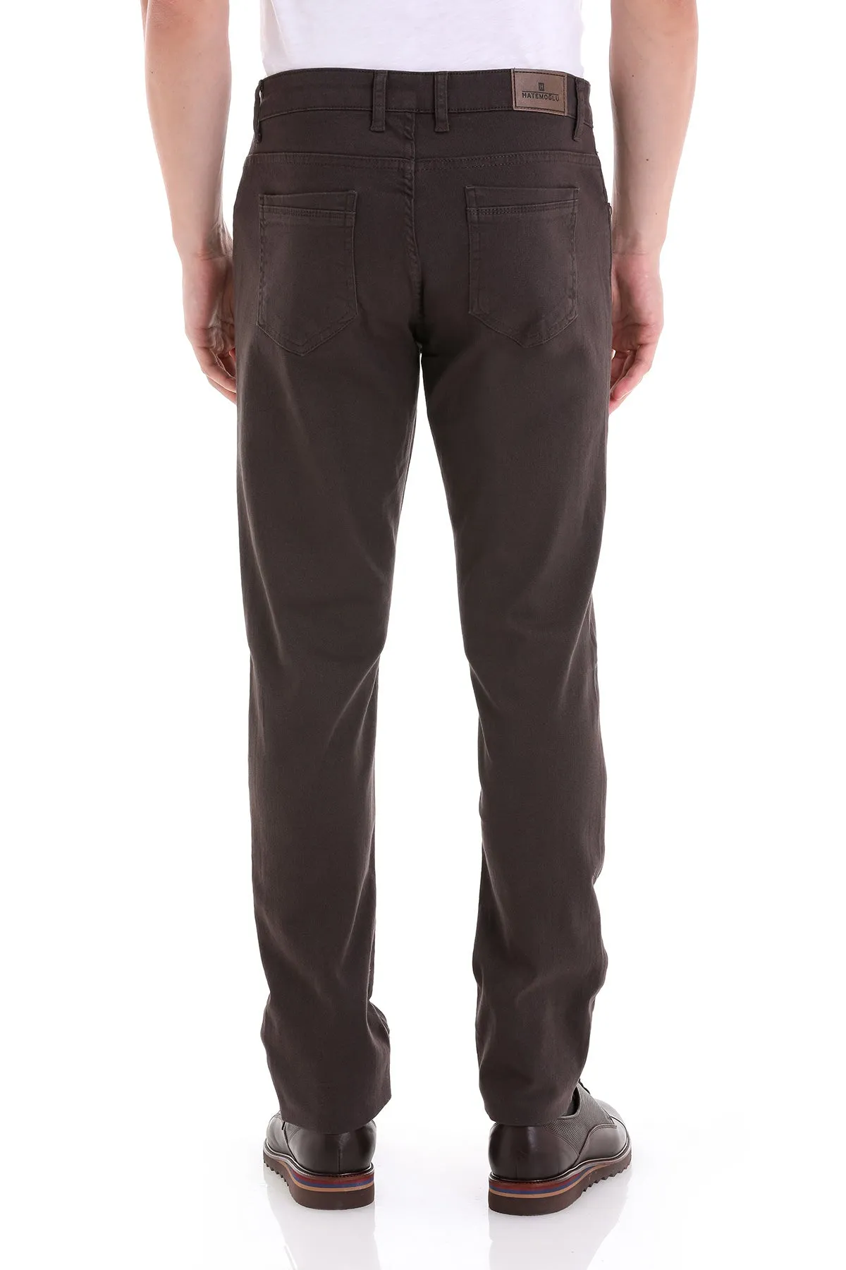 Regular Fit 5 Pocket High Waist / Unpleated Cotton Denim, Brown