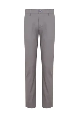 Regular Fit Side Pocket High Waist Unpleated Cotton Gray Casual Pants, Gray D.