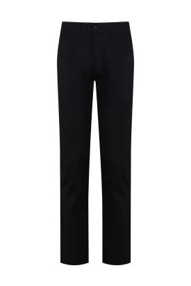 Regular Fit Side Pocket High Waist Unpleated Cotton Light Mink Casual Pants, Black