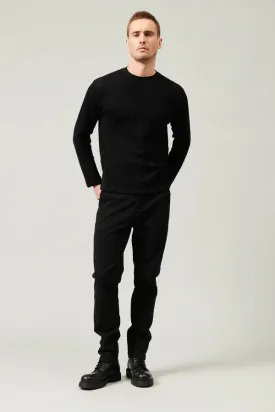 Regular-fit virgin wool jacquard knit - Black