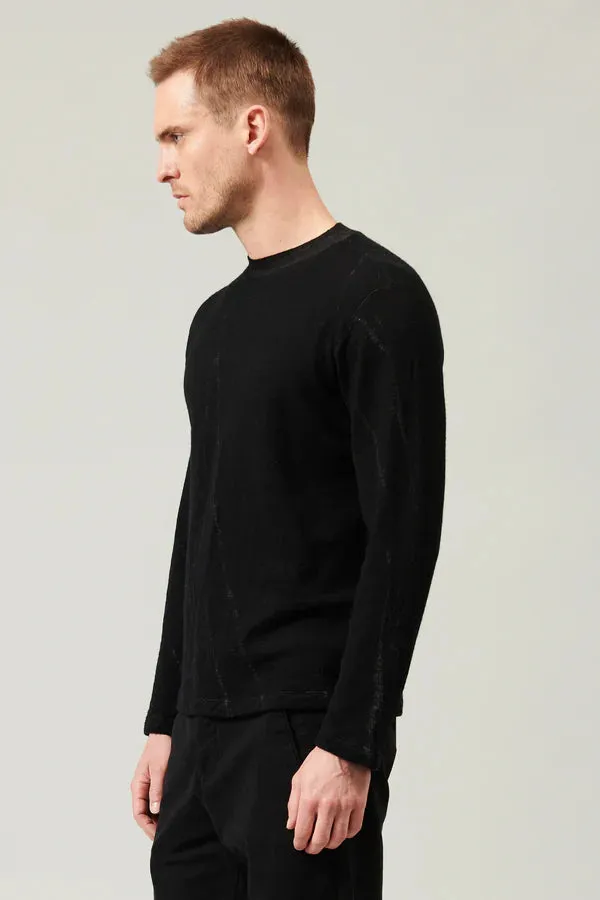 Regular-fit virgin wool jacquard knit - Black