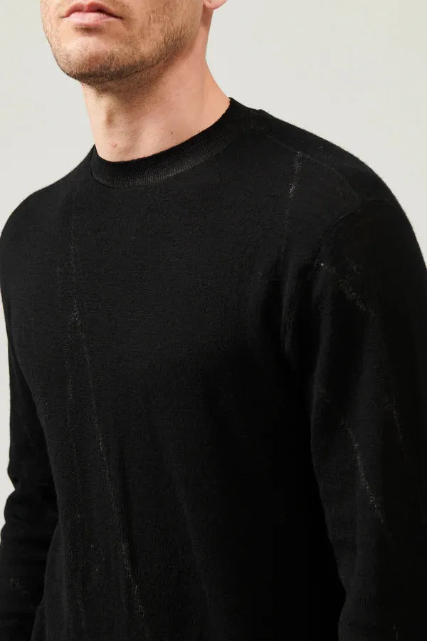 Regular-fit virgin wool jacquard knit - Black