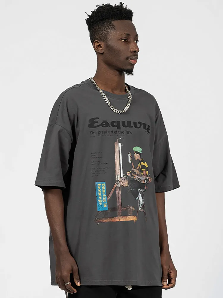 Retro Cartoon Oil Painting T-Shirt
