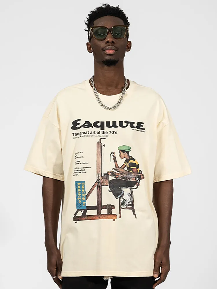 Retro Cartoon Oil Painting T-Shirt