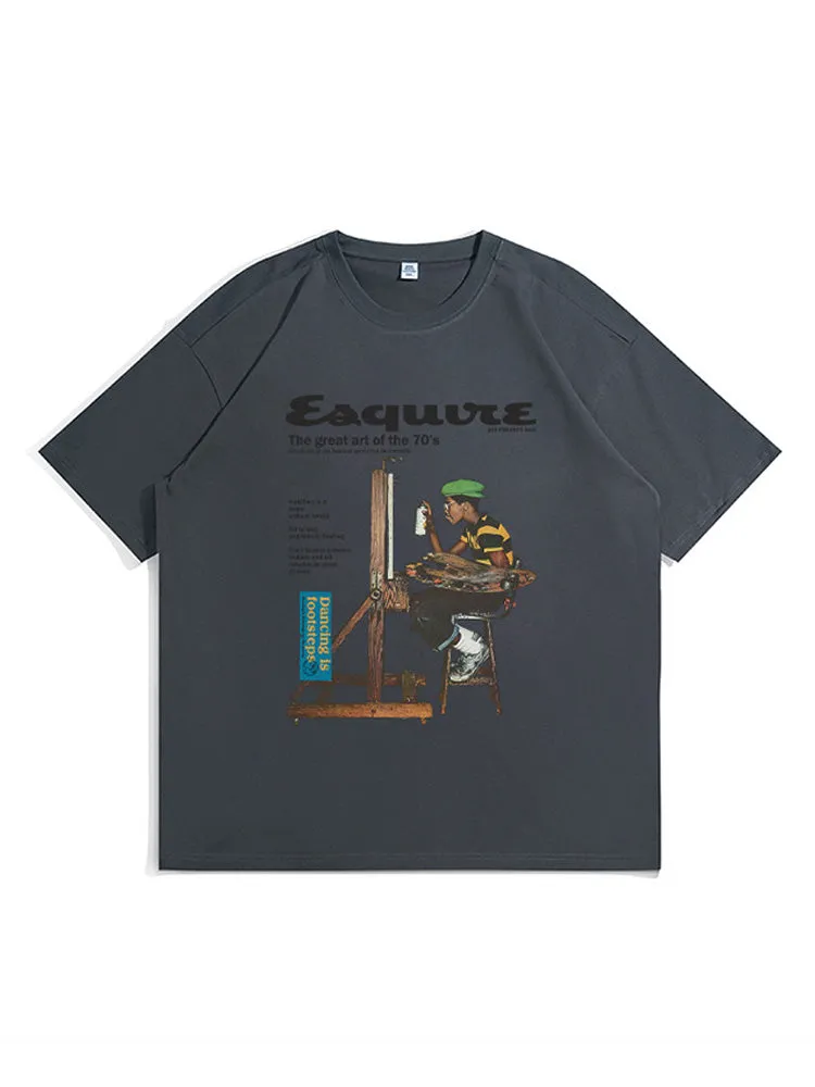 Retro Cartoon Oil Painting T-Shirt