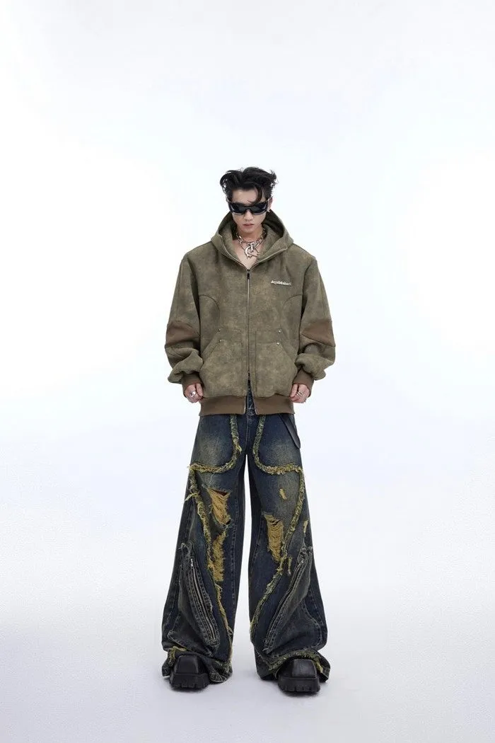 Retro Ripped Deconstructed Jeans