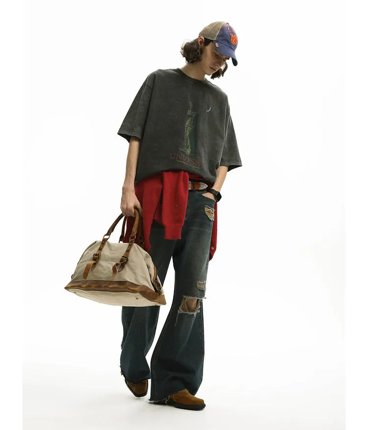 Ripped Adjustable Denim Jeans