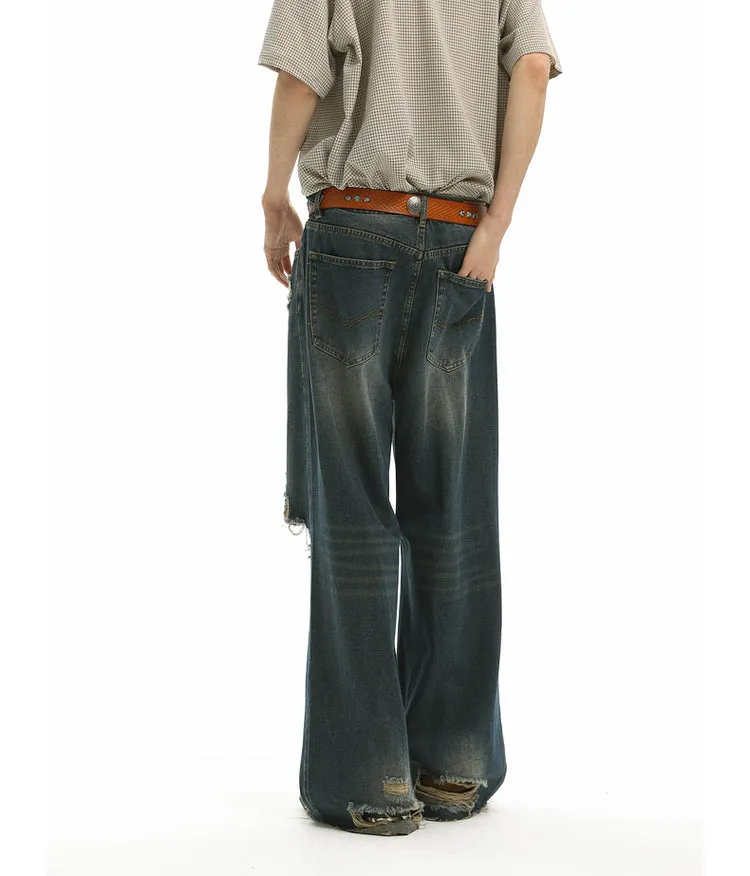 Ripped Adjustable Denim Jeans