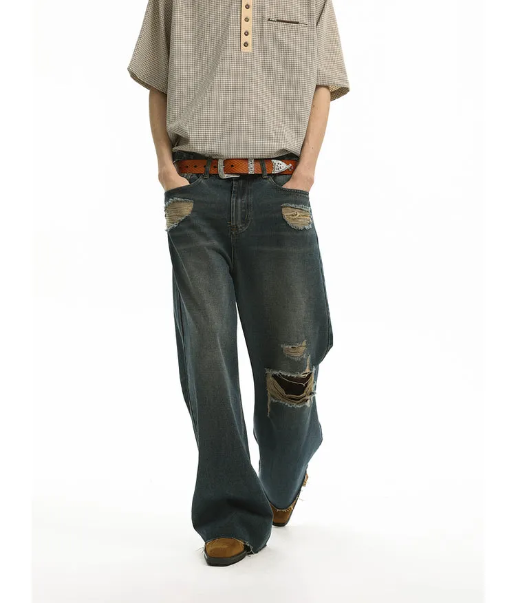 Ripped Adjustable Denim Jeans