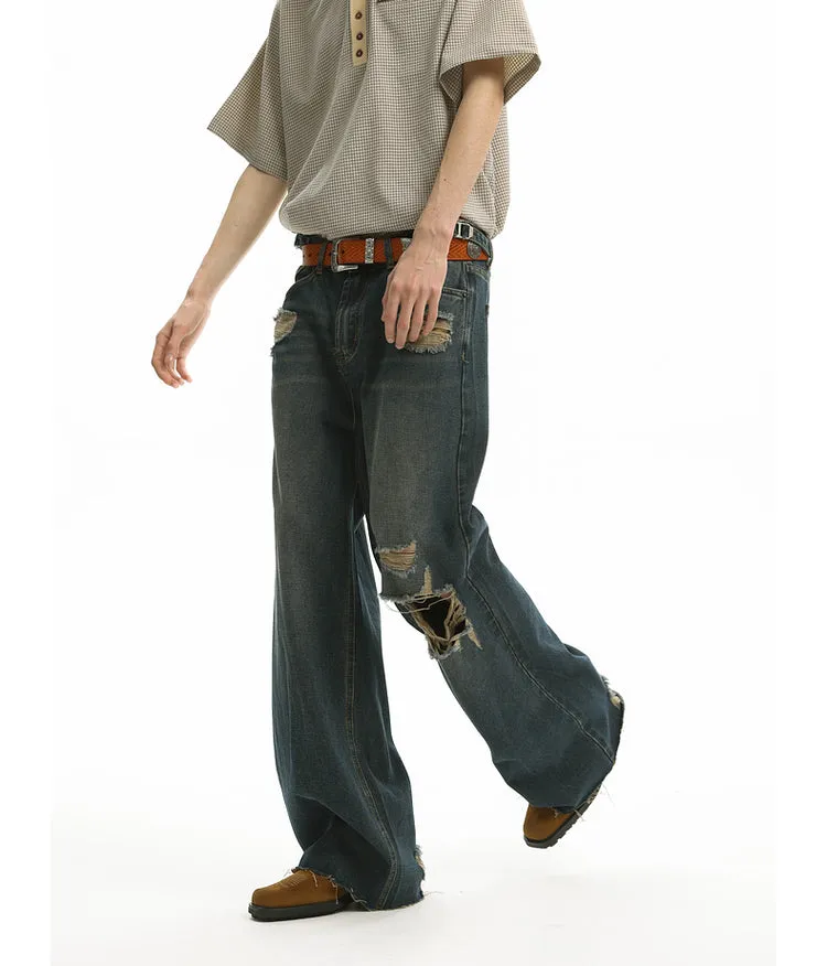 Ripped Adjustable Denim Jeans