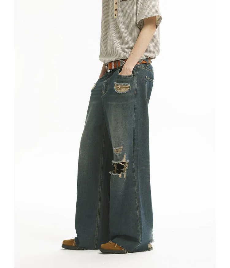 Ripped Adjustable Denim Jeans