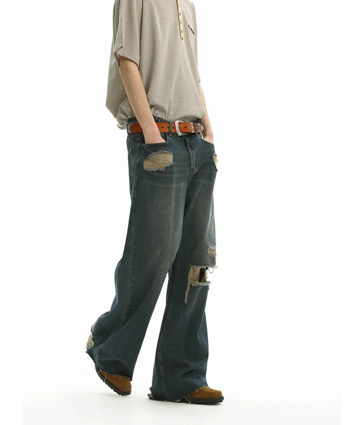 Ripped Adjustable Denim Jeans