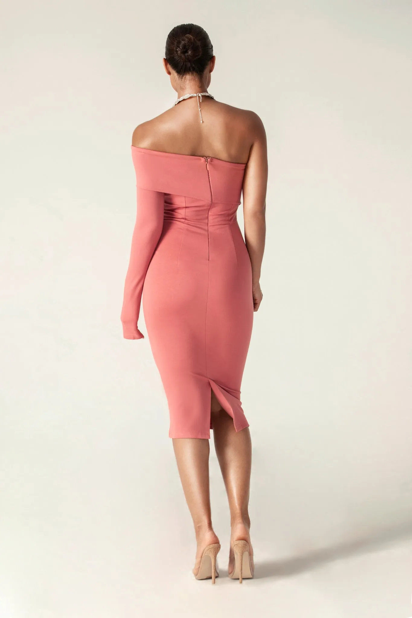Rita One Shoulder Dress (Dusty Pink)