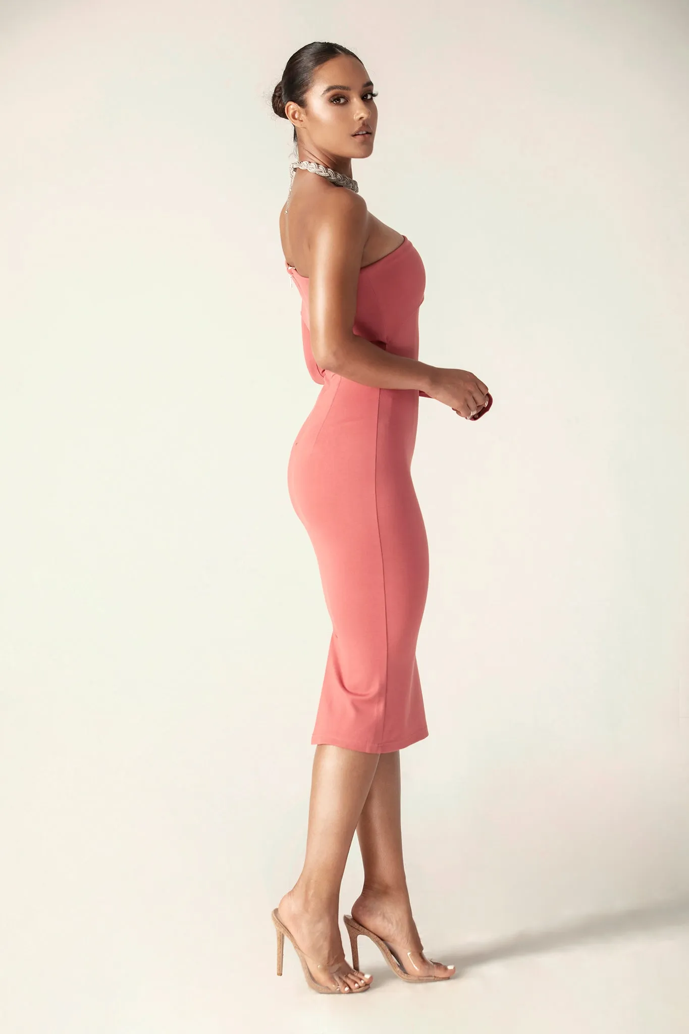 Rita One Shoulder Dress (Dusty Pink)