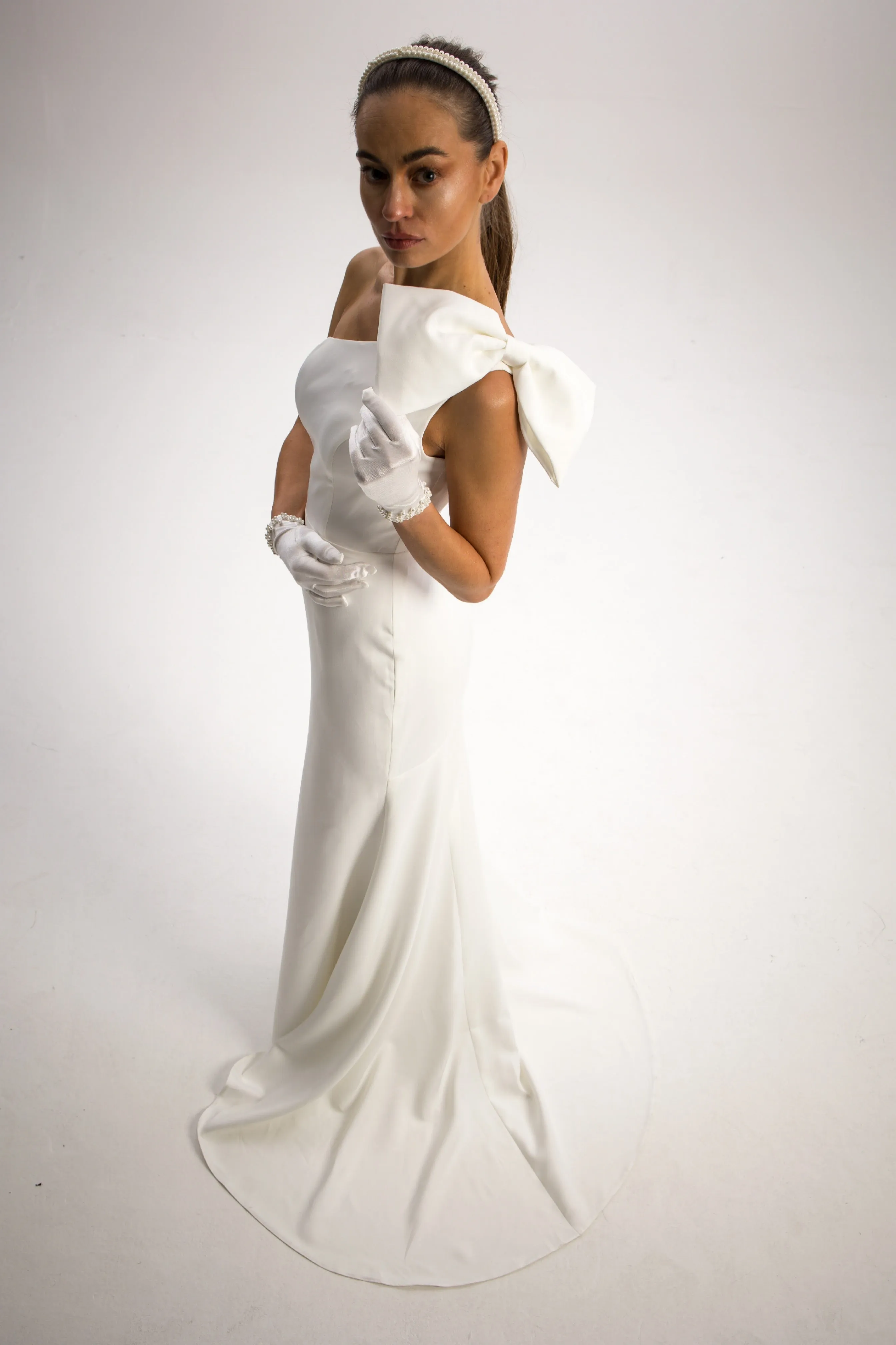 Sample - Alexandra One Shoulder Bridal Gown with Bow detail