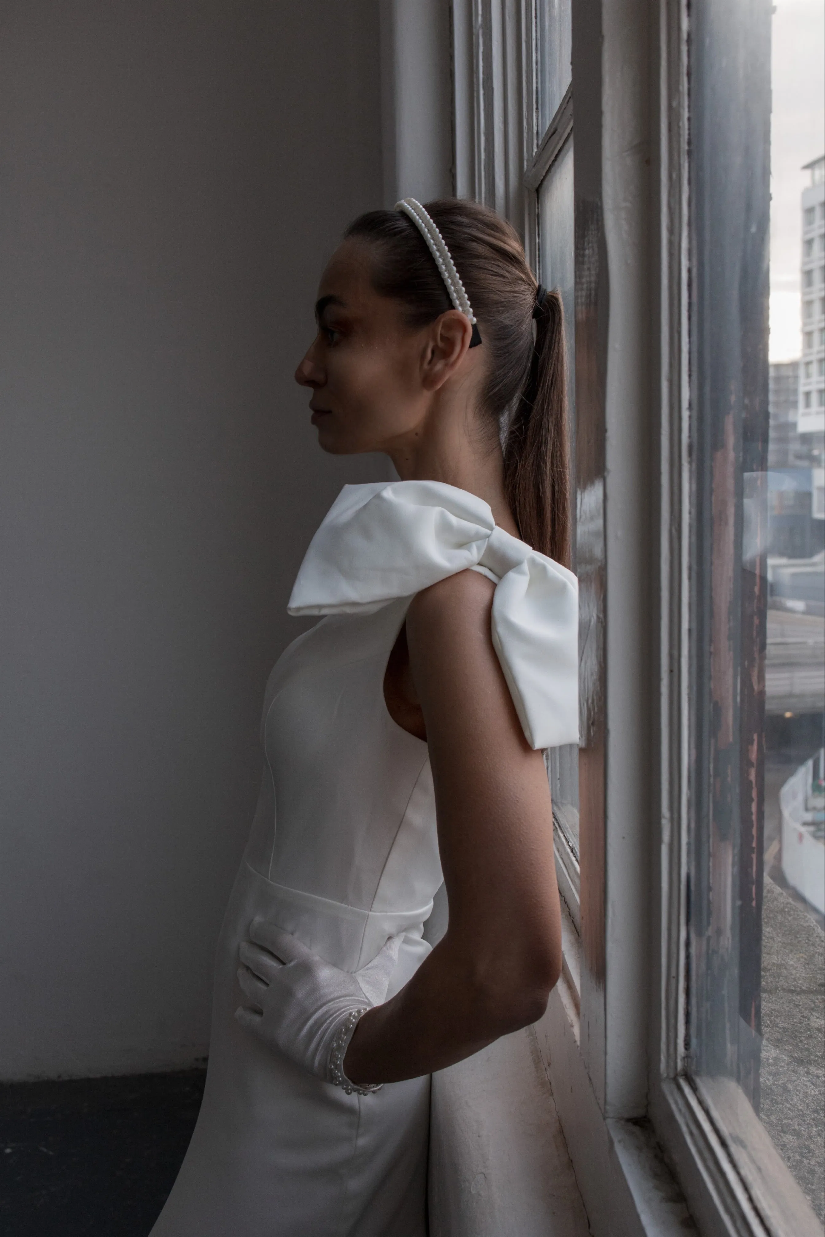 Sample - Alexandra One Shoulder Bridal Gown with Bow detail