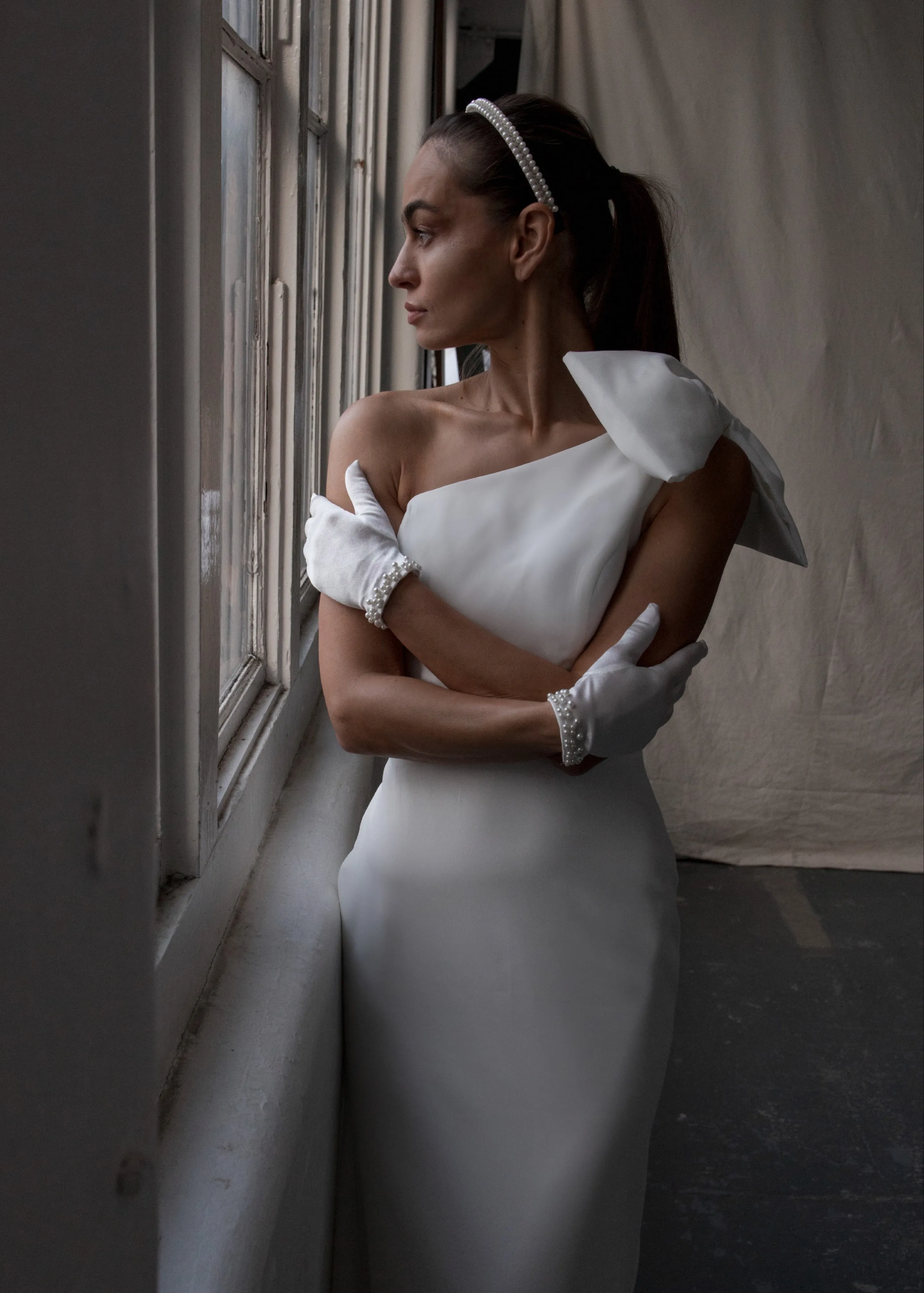 Sample - Alexandra One Shoulder Bridal Gown with Bow detail
