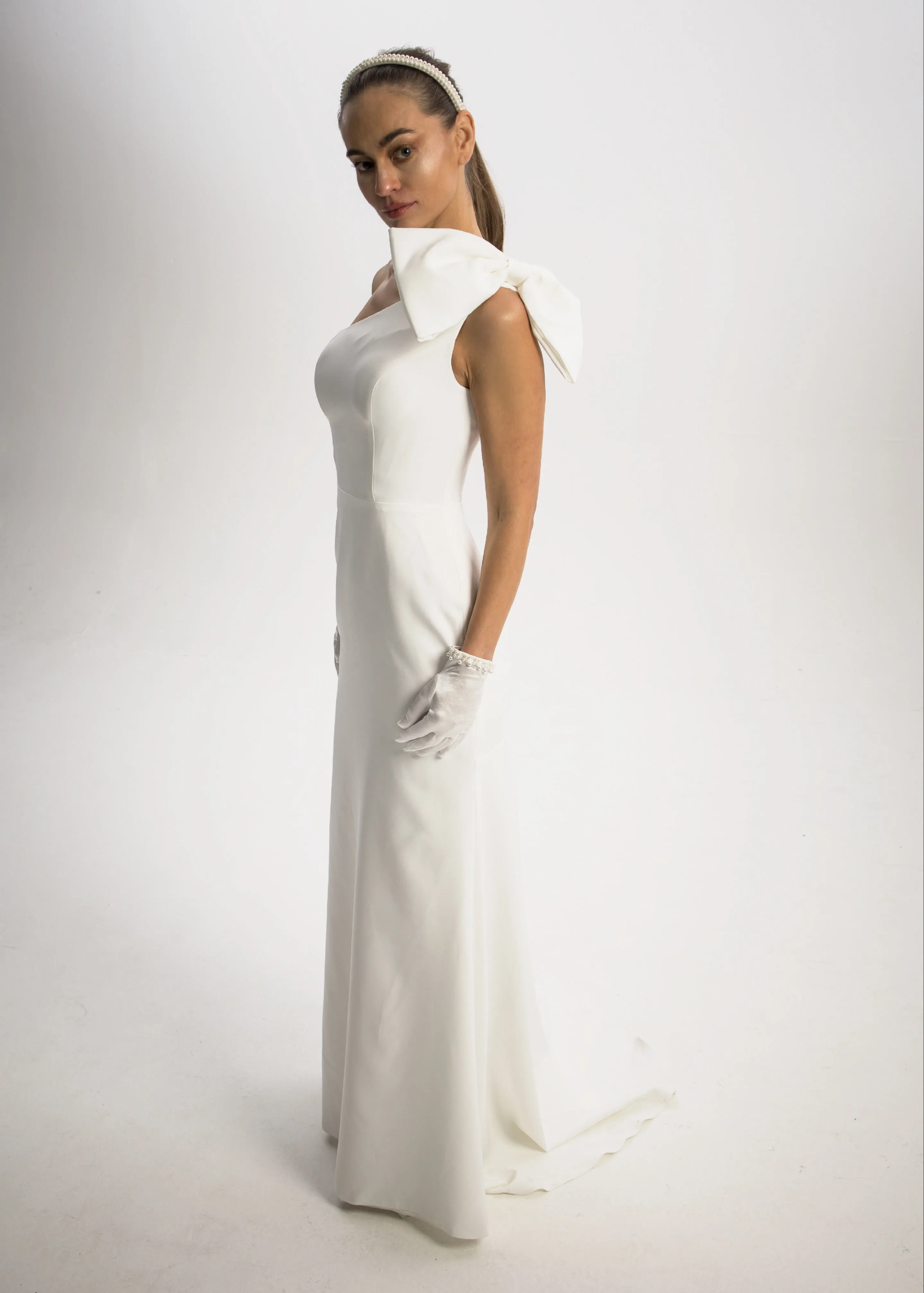 Sample - Alexandra One Shoulder Bridal Gown with Bow detail