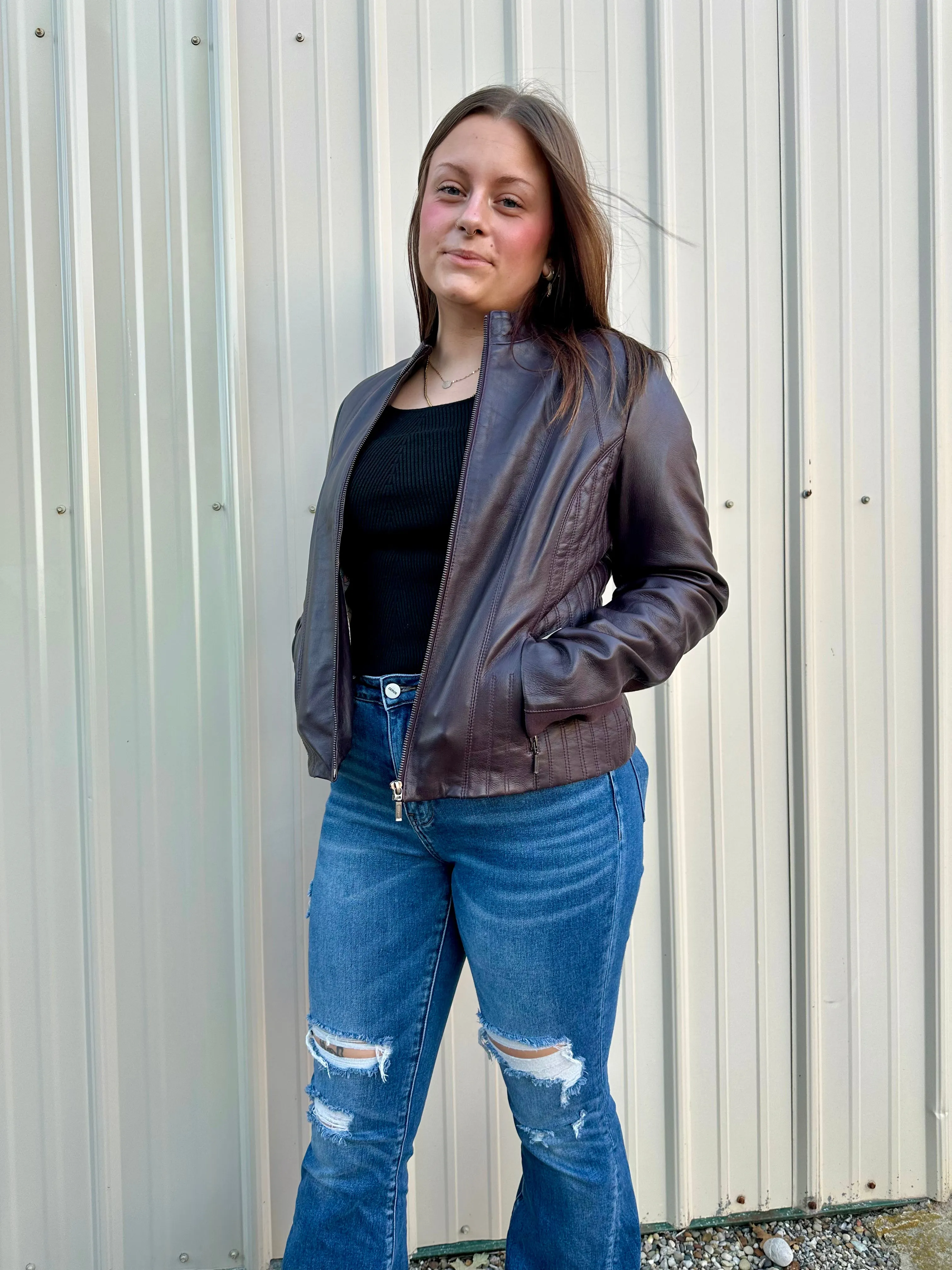 Scully Women's Eggplant Leather Jacket L1084