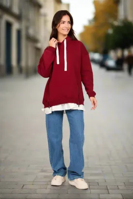 Short Loose Fit Sweat Shirt With Side Neck Zipper