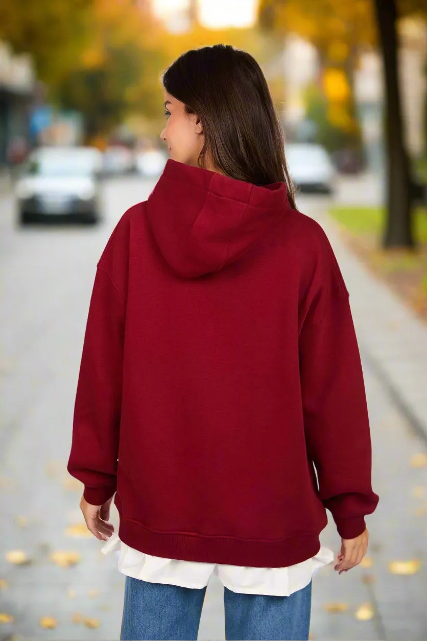 Short Loose Fit Sweat Shirt With Side Neck Zipper