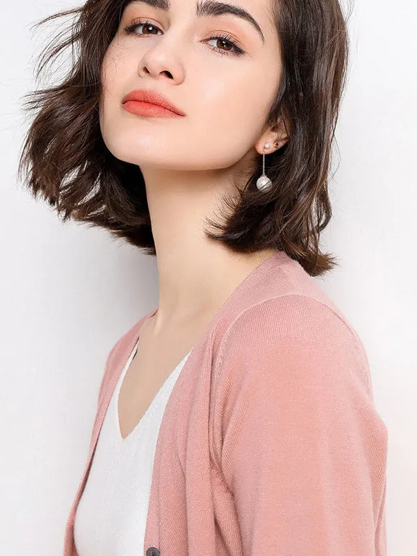 Stylish Simple 12 Colors V-Neck Single-Breasted Long Sleeve Knitwear