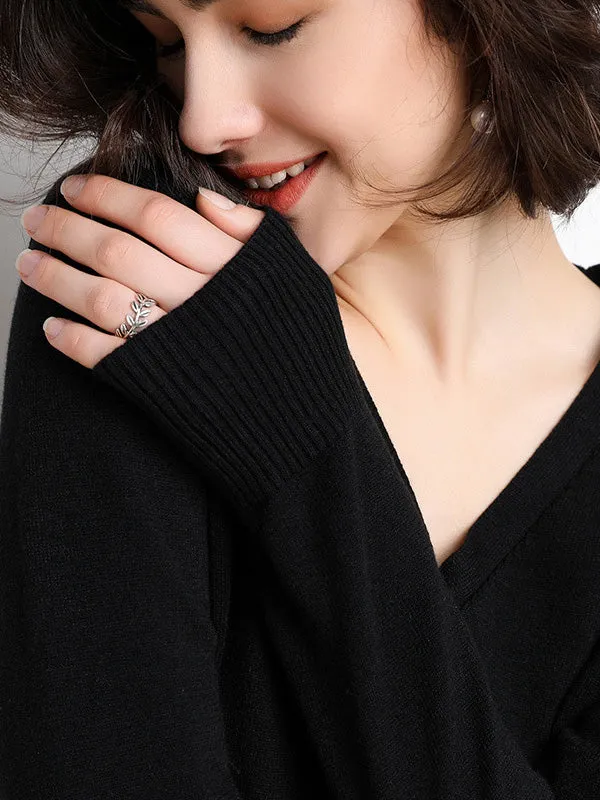Stylish Simple 12 Colors V-Neck Single-Breasted Long Sleeve Knitwear